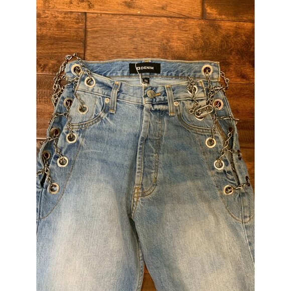 EB Denim Blue Denim Vintage Chain Boyfriend Jeans Daphne Size XS $350 NWT! - Picture 6 of 8